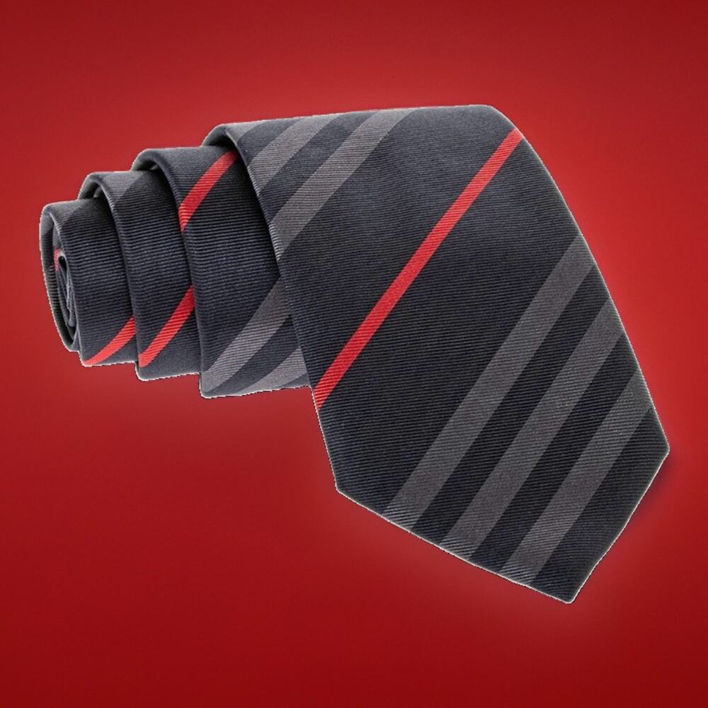 NEW! Burberry Silk Striped Tie / Navy , Grey , Red/ MSRP $245
